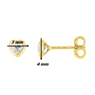 Boucles d'oreilles Cœur Femme Or jaune et Oxydes ROBBEZ MASSON, dimensions