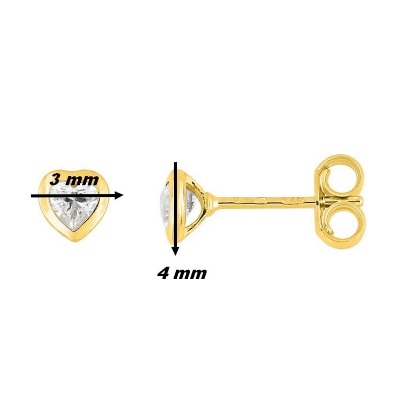 Boucles d'oreilles Cœur Femme Or jaune et Oxydes ROBBEZ MASSON, dimensions