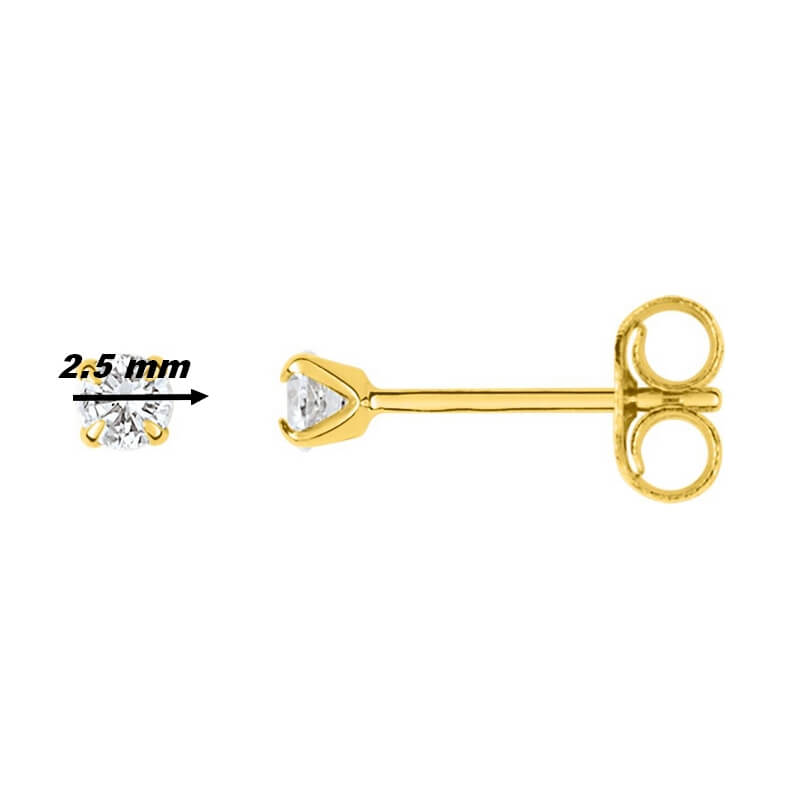 Boucles d'oreilles Femme 2.5 mm Or jaune et Oxydes ROBBEZ MASSON, diametre