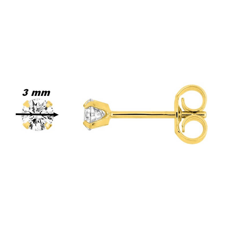 Boucles d'oreilles Femme 3 mm Or jaune et Oxydes ROBBEZ MASSON, diamètre
