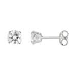 Boucles d'oreilles Femme 5 mm Or blanc et Oxydes ROBBEZ MASSON
