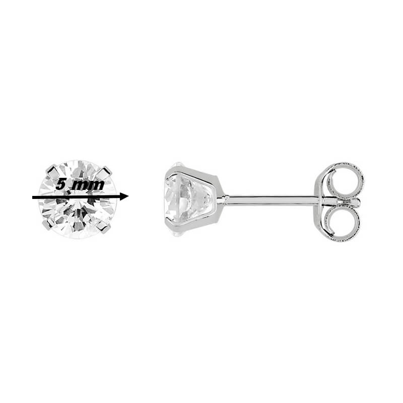 Boucles d'oreilles Femme 5 mm Or blanc et Oxydes ROBBEZ MASSON, diamètre.