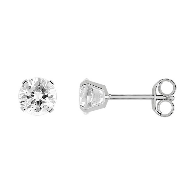 Boucles d'oreilles Femme 5 mm Or blanc et Oxydes ROBBEZ MASSON