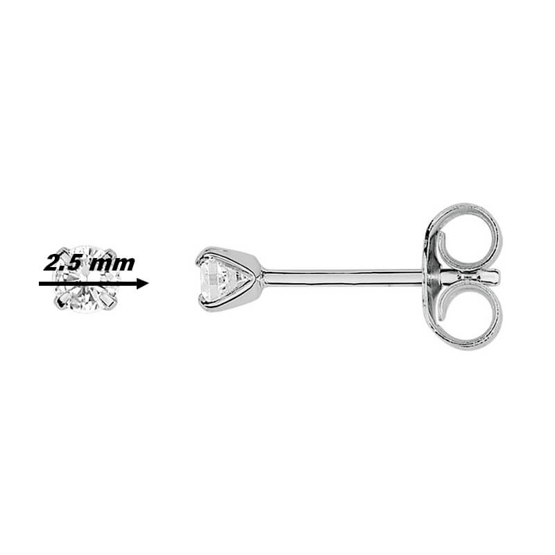 Boucles d'oreilles Femme 2.5 mm Or blanc et Oxydes ROBBEZ MASSON, diamètre