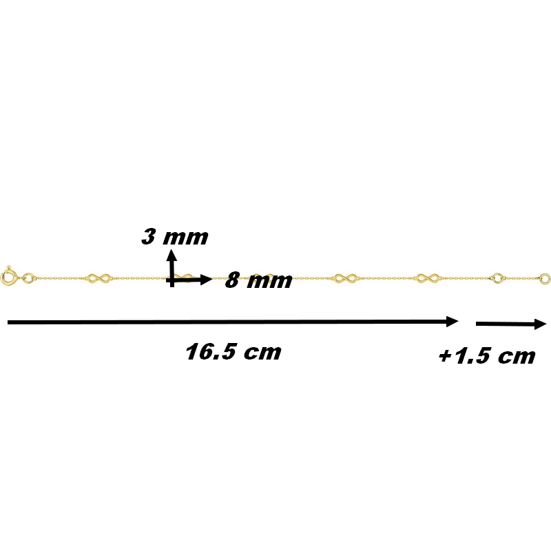 Bracelet Or jaune Infini ROBBEZ MASSON, dimensions