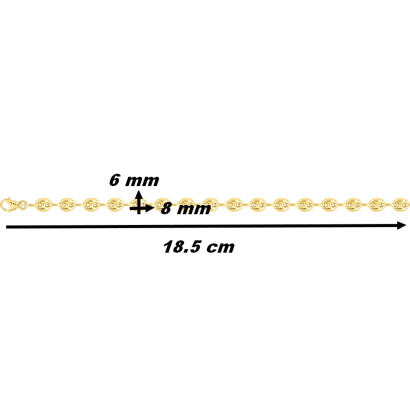 Bracelet Or jaune grain de café ROBBEZ MASSON, dimensions