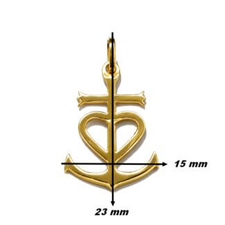 Pendentif Croix de Camargue Or jaune 750/1000 Eclat de Camargue Thomas JAVON, dimensions