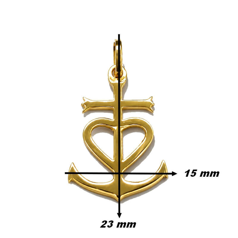 Pendentif Croix de Camargue Or jaune 750/1000 Eclat de Camargue Thomas JAVON, dimensions