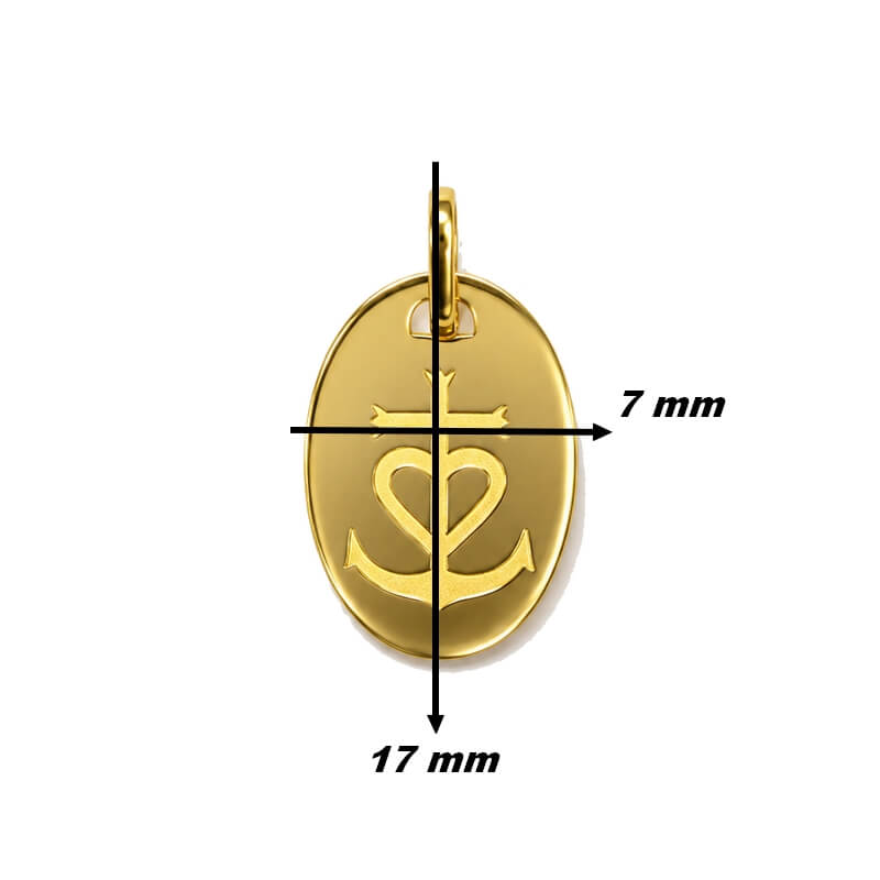 Pendentif Croix de Camargue Or jaune 750/1000 gravé Eclat de Camargue Thomas JAVON, dimensions