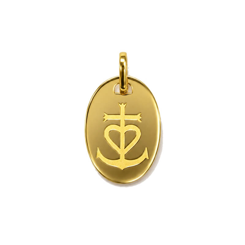 Pendentif Croix de Camargue Or jaune 750/1000 gravé Eclat de Camargue Thomas JAVON