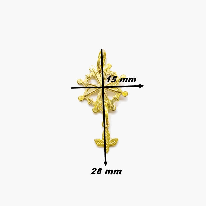Pendentif Croix Huguenote Or jaune 750/1000 Thomas JAVON, dimensions