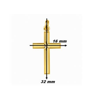 Pendentif Croix Or jaune, dimensions