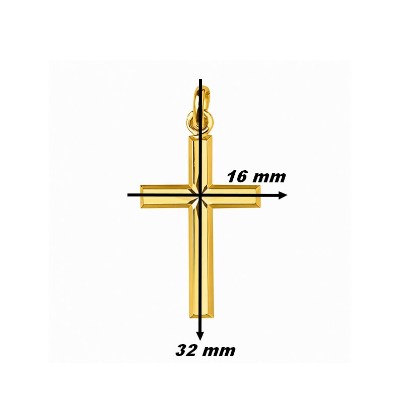 Pendentif Croix Or jaune, dimensions