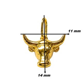 Pendentif Tête de taureau Or jaune 750/1000 Eclat de Camargue Thomas JAVON, dimensions