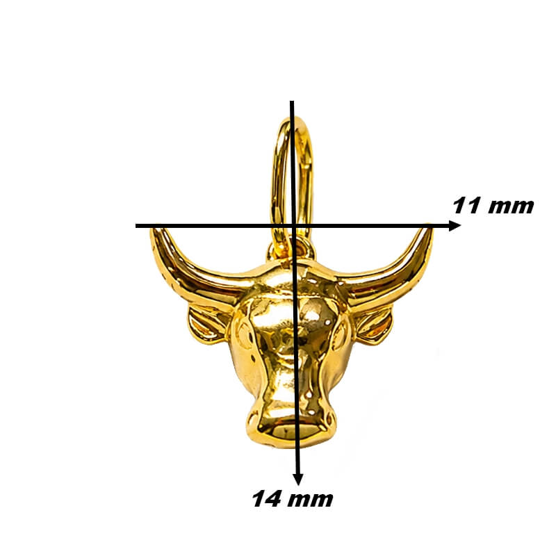 Pendentif Tête de taureau Or jaune 750/1000 Eclat de Camargue Thomas JAVON, dimensions