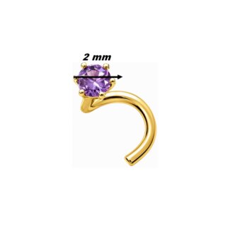 Piercing nez Améthyste et Or jaune ROBBEZ MASSON, diamètre
