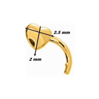 Piercing nez Cœur Or jaune ROBBEZ MASSON, dimensions