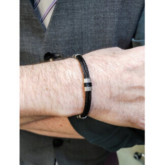 Bracelet câble noir Acier inoxydable Homme ROCHET, porté
