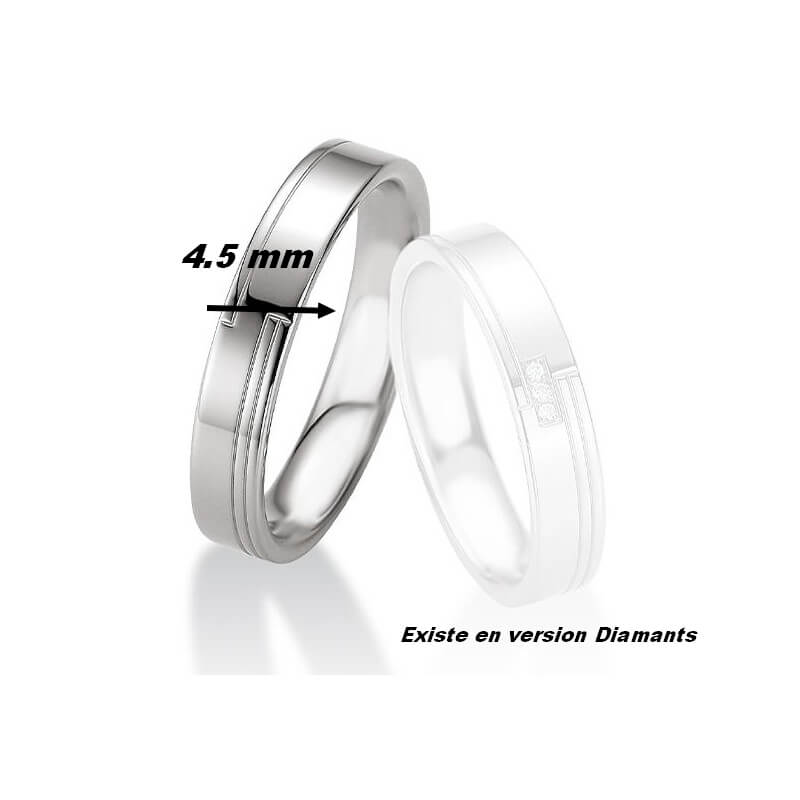 Bague Alliance Homme Argent rhodié BREUNING, largeur