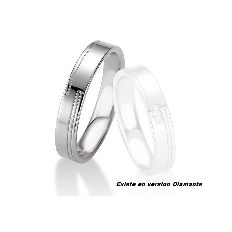 Bague Alliance Homme Argent rhodié BREUNING