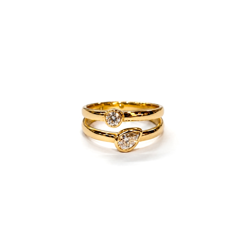 Bague Or jaune et 2 Diamants HAMPTONS by Thomas JAVON
