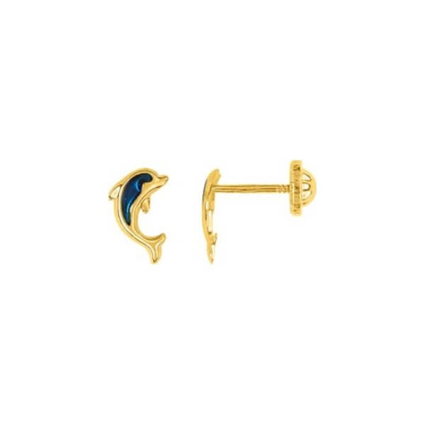 Boucles d'oreilles Enfant Or jaune Dauphin ROBBEZ MASSON, vis