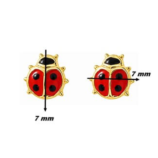Boucles d'oreilles Enfant Or jaune Coccinelle ROBBEZ MASSON, dimensions