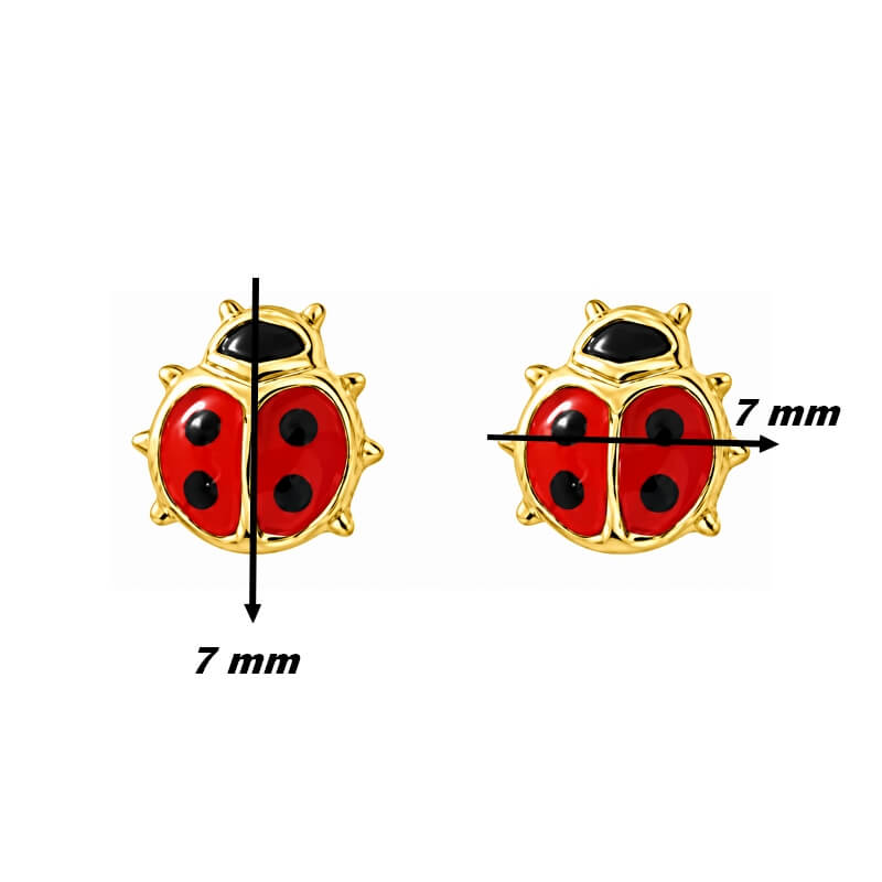 Boucles d'oreilles Enfant Or jaune Coccinelle ROBBEZ MASSON, dimensions