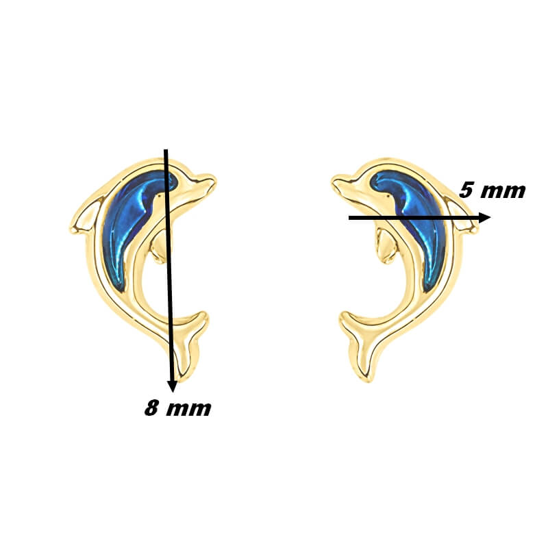 Boucles d'oreilles Enfant Or jaune Dauphin ROBBEZ MASSON, dimensions