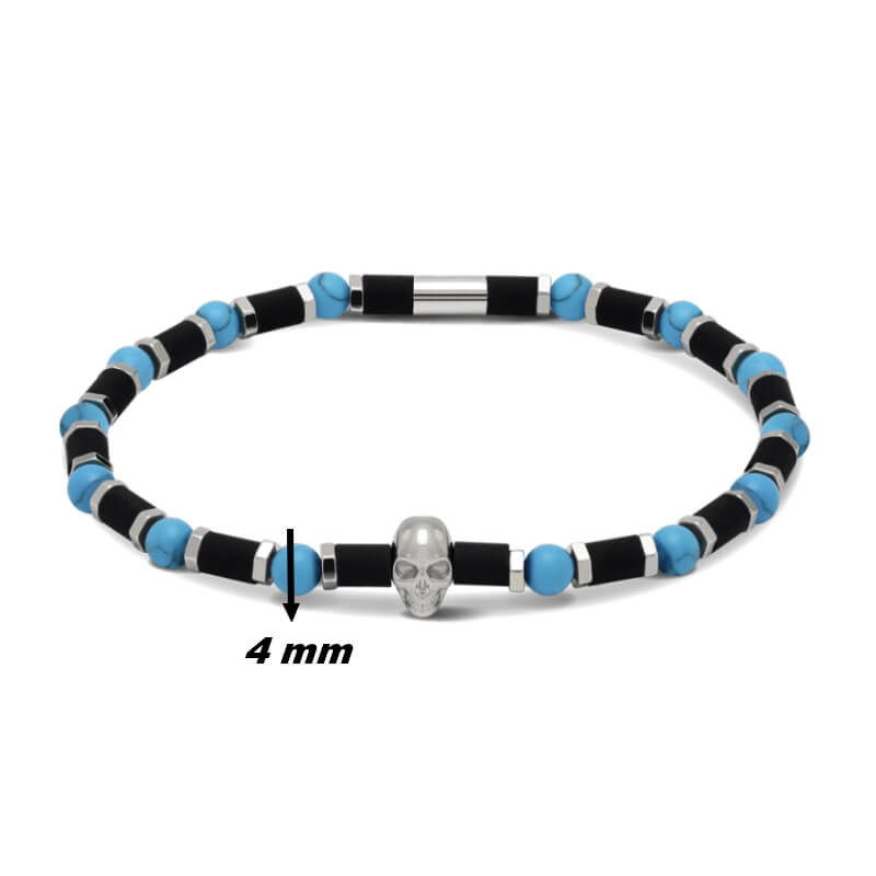 bracelet-elastique-tete-de-mort-acier-inoxydable-turquoise-HB55433-des-idees-bijoux-thomas-javon-largeur Bracelet tête de mort Acier inoxydable Homme élastique ROCHET, largeur