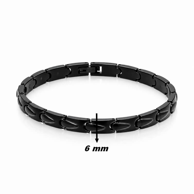Bracelet Homme Acier noir inoxydable ROCHET, largeur