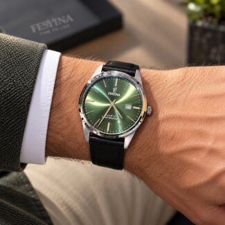 Montre Homme FESTINA cuir cadran vert F20512/5, portée