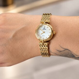 Montre Femme FESTINA Acier doré F20790/2 " Mademoiselle ", portée