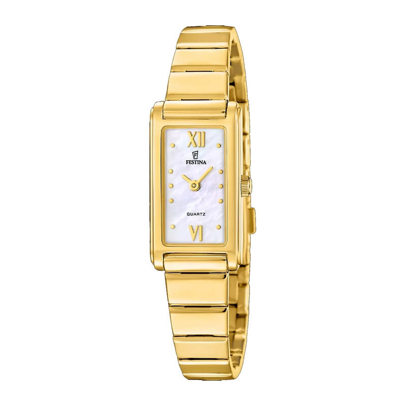 montre-femme-rectangulaire-acier-doré-festina-F20768-1-des-idees-bijoux-thomas-javon Montre Femme FESTINA Acier doré F20768/1 " Mademoiselle " rectangulaire