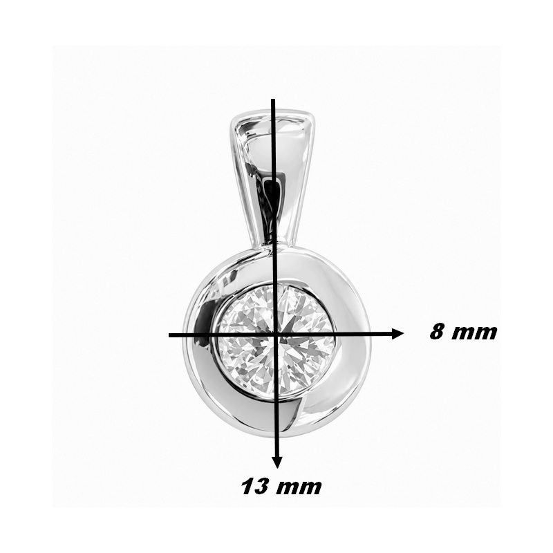 Pendentif Or blanc et Diamant HAMPTONS Thomas JAVON, dimensions.