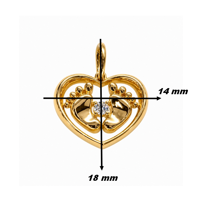 Pendentif Pieds Or jaune et Diamant HAMPTONS Thomas JAVON, dimensions.