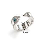 Bague Or blanc Diamants et 1 Diamant bleu THOMAS JAVON, largeur.