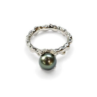 Bague Or blanc et perle de Tahiti THOMAS JAVON