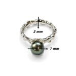 Bague Or blanc et perle de Tahiti THOMAS JAVON, dimensions.