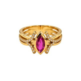 Bague Or jaune Diamants et Rubis THOMAS JAVON