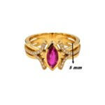 Bague Or jaune Diamants et Rubis THOMAS JAVON, largeur.