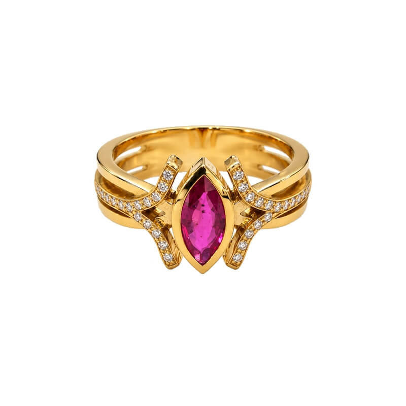 Bague Or jaune Diamants et Rubis THOMAS JAVON