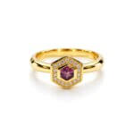 Bague Or jaune Diamants et Rhodolite THOMAS JAVON