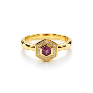 Bague Or jaune Diamants et Rhodolite THOMAS JAVON