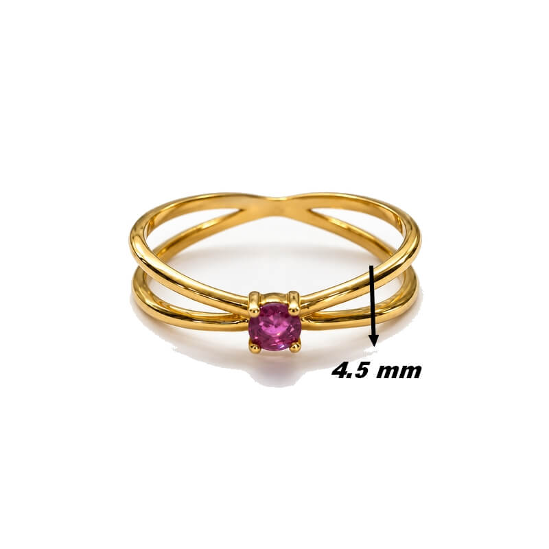 Bague Or jaune et Rubis THOMAS JAVON, largeur.