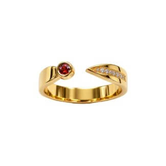 Bague Or jaune Diamants et Saphir rouge THOMAS JAVON