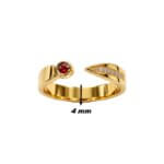 Bague Or jaune Diamants et Saphir rouge THOMAS JAVON, largeur.