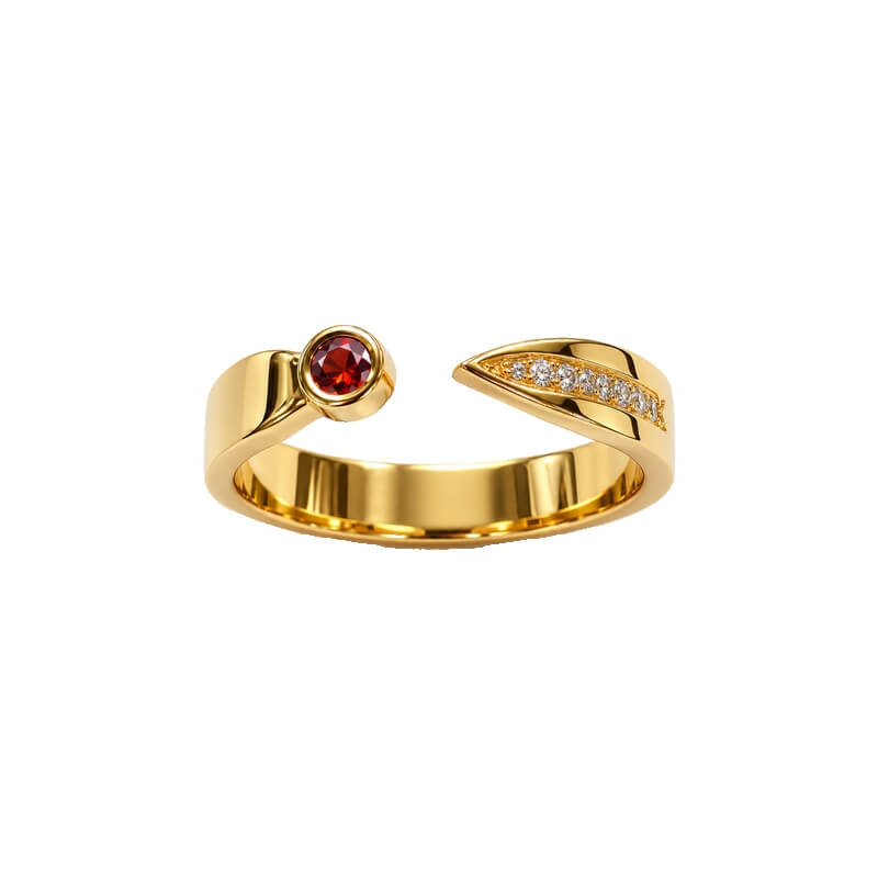 Bague Or jaune Diamants et Saphir rouge THOMAS JAVON
