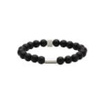 Bracelet Homme Acier inoxydable et Agate noire ROCHET