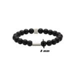 Bracelet Homme Acier inoxydable et Agate noire ROCHET, diamètre.